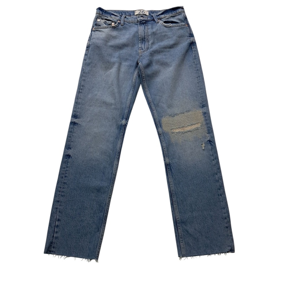 Free People We The Free Jeans Women's 26 Light Wash High Rise‎ Straight Raw Hem